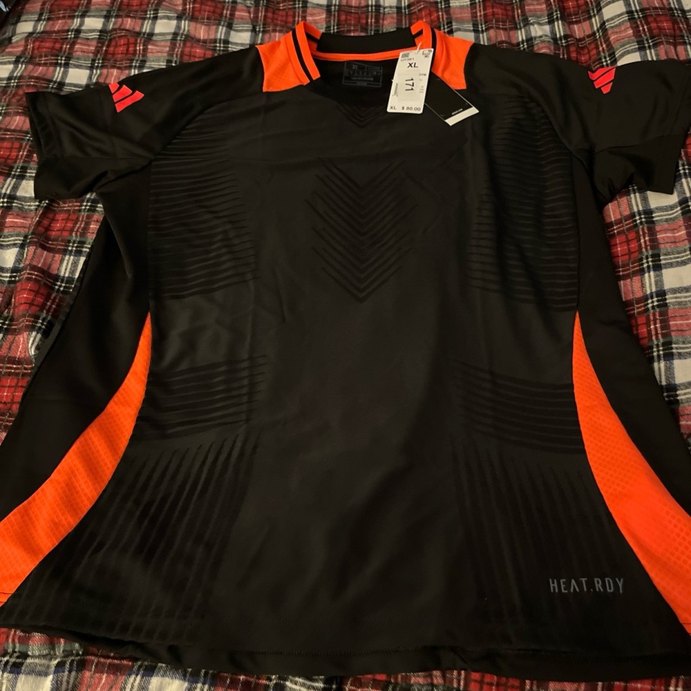 Adidas soccer womens Black and Orange Sports Shirt dry‎ fit XL